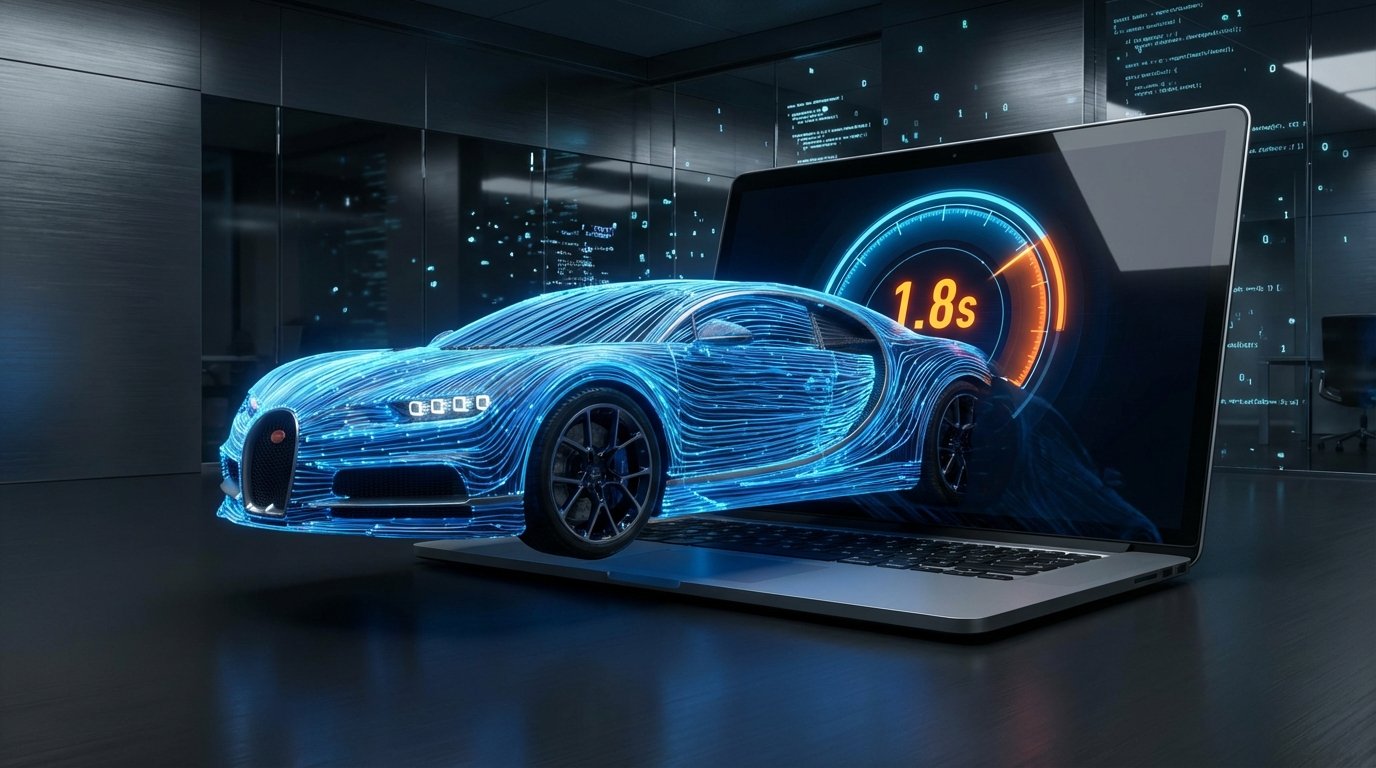 Website speed optimization dashboard showing 2-second load time by Hussam HM